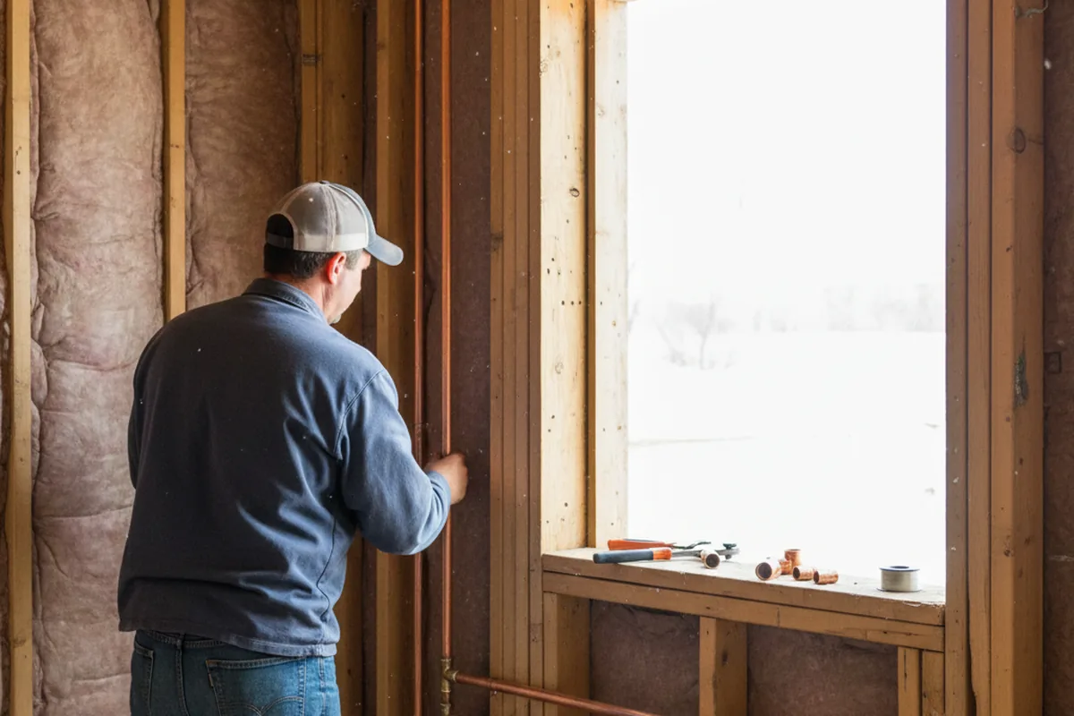 Licensed plumber running new copper supply lines in a Pocatello home